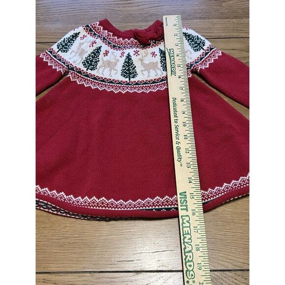 Tahari Baby Girl Fair Isle Knit Christmas Tree Dress Sz 24 Month Embroidery‎ - Picture 3 of 16